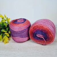 Сток бавовна меланж 100г/200м рожево-фіолетовий з люрексом