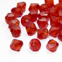 Бусины акрил прозрач гранен Биконус 10мм 25г Красный