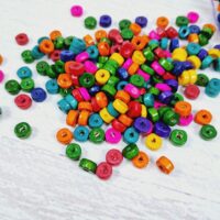 Намистини Дерев'яні Круглі пласкі кольорові 6*3мм 50г