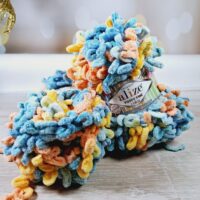 Алізе Пуффі Колор (Alize Puffy) 100г/9м 6314 жовто-оранжево-блакитний