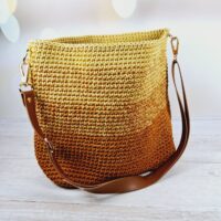 Сумка в'язана 40*28см меланж жовто-оранжева