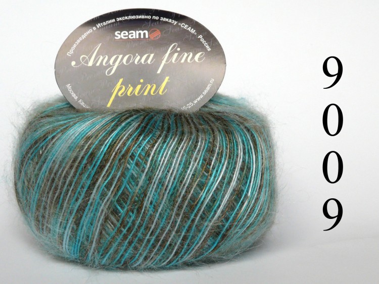 Пряжа Ангора Файн Принт 50г/300м 9009 бирюзово-зеленый