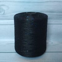 Пряжа Бобина Пайета 2мм 100г/800м черный с синей пайетой