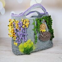 Сумка в'язана 33*27см сiра фантазiйна