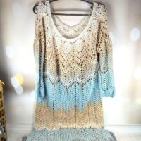 Сукня в'язана довга р48-50 блакитно-бежевий меланж