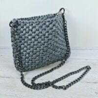 Сумка в'язана 19*23см сіра з люрексом