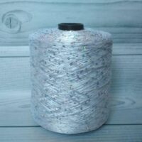 Пряжа Бобина Пайета 2мм 100г/800м белый с перламутровой пайетой