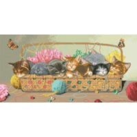 Дантель Арт.1018 Котики, канва с рисунком