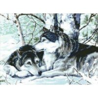 Дантель Арт.920 Волки, канва с рисунком