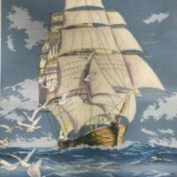 Дантель Арт.370 Парусник, канва с рисунком
