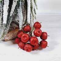 Декоративний букетик яблук 12шт 11см червоний 839-216