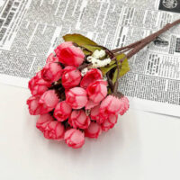 Букет Ранункулюс 2см 15шт 21см Кораловий