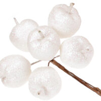 Декоративний букетик яблук 6шт, 12см, колір - білий 839-270