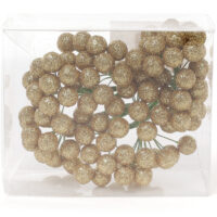 Набір декоративних ягід 12шт 12мм, колір - яскраве золото. 147-084