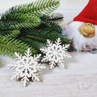 Новорічний декор Сніжинка біла ажурна 6,0см ПА-НИ-116