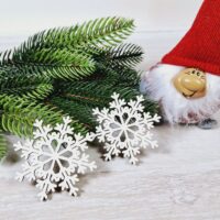 Новорічний декор Сніжинка біла ажурна 6,5см ПА-НИ-123