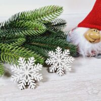 Новорічний декор Сніжинка біла ажурна 5,0см ПА-НИ-119