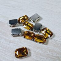 Стрази у цапах пришивні Прямокутник 10*14мм жовтий СЦ1014п04