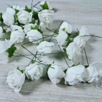 Букет квітів троянди, з фоамірану,35*25мм білi 11007 12шт.