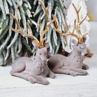 Декоративна флокова фігура Олень 20*15см сірий із золотом 113-914