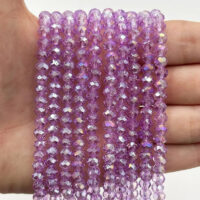 Намистини Рондель 6*4мм 85шт Бузковий прозорий БХ420