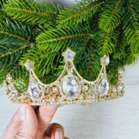 Діадема Королівська 5см золото з блискучими камінцями 294130