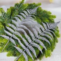 Листок папороті 39*16см срiбло глітер 619167