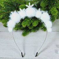 Обруч метал Міні сніжинки з помпонами 5,5см 691197