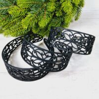 Обруч заготовка пластик 4,5см чорний матовий рiзблений 291303