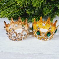 Корона Королівська 6*4см золото з зеленими камінцями 294192