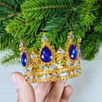Корона Королівська 6*4см золото з синiми камінцями 294189