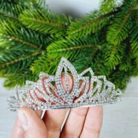 Діадема маленька Тіара Вишукана 4см срібло з блискучими камінцями 294161