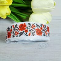 Стрічка репсова 2,5см Вишиванка червона квітка