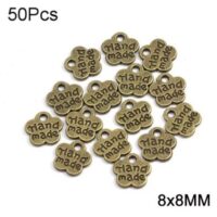 Металлическая ретро-бирка HandMade 8мм Цветок бронза