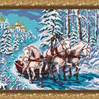 ArtSolo VKA 3042 Тройка лошадей, схема под бисер