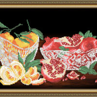 ArtSolo VKA 3110 Хрусталь. Мандарины и гранат на черном, схема под бисер