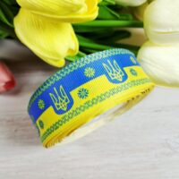 Стрічка репсова 2,5см Вишиванка тризуб