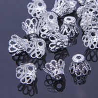 Конус Шапочки для Бусин Цветок 8*6мм Серебро 10шт