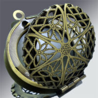 Кулон-Коробочка круглая латунь 30*27*7мм бронза