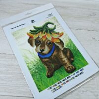 Virena А4Н-565 Собачка з квіткою, схема для вишивки бісером